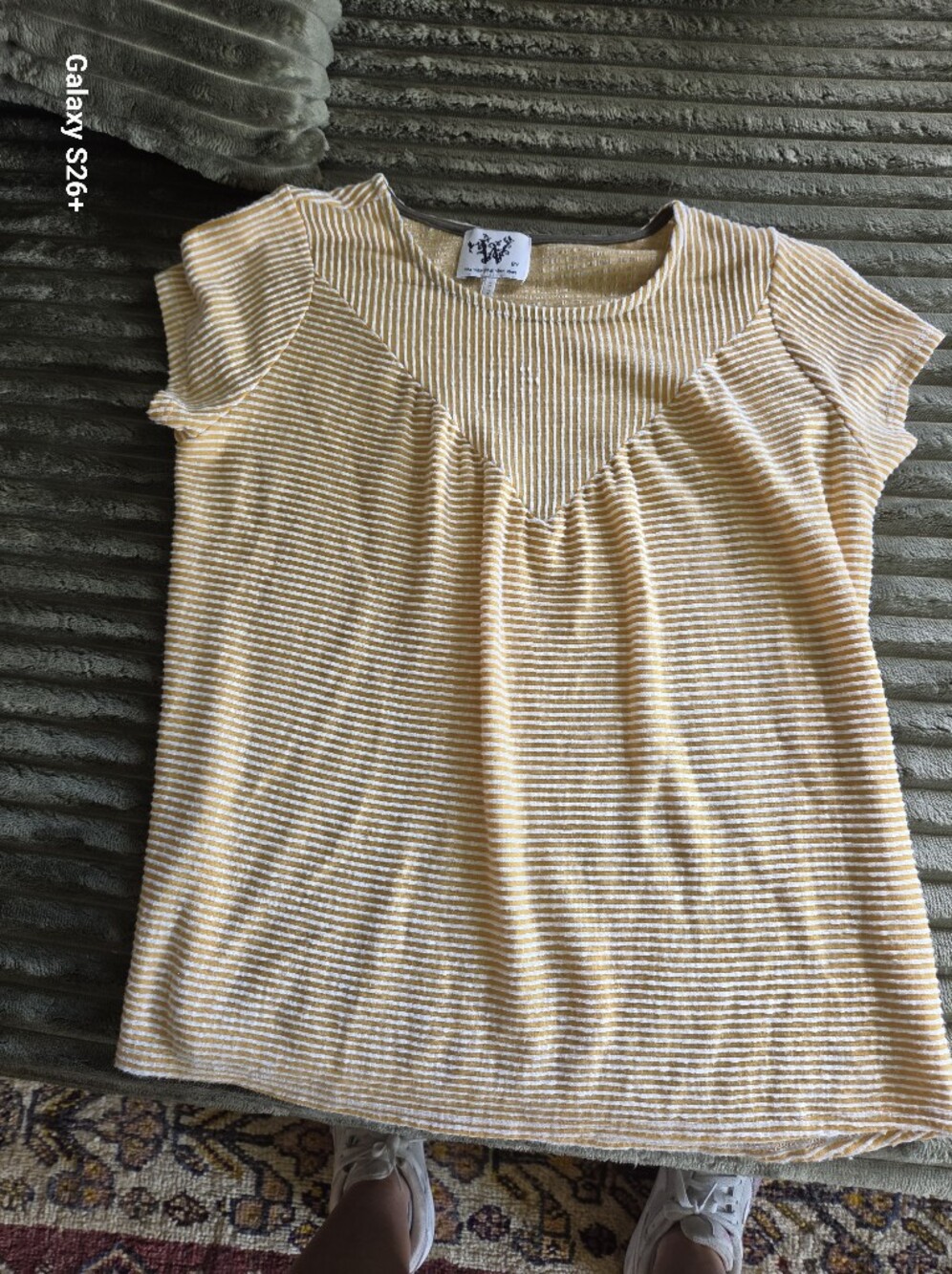 Girls Yellow Stripe Short Sleeve Tee